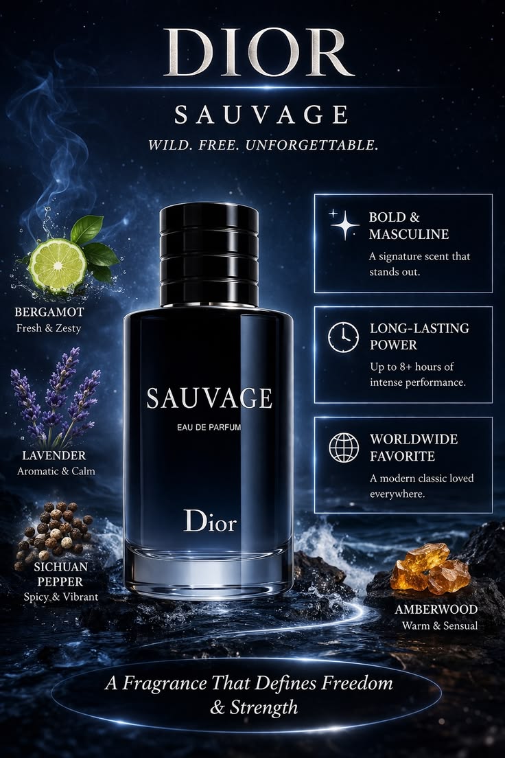 Dior Sauvage Eau de Parfum for Men – Intense & Sophisticated Fragrance | Long-Lasting Men's Cologne