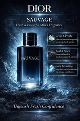 Dior Sauvage Eau de Toilette for Men – Fresh & Woody Fragrance | Long-Lasting Men's Cologne | 100 ML