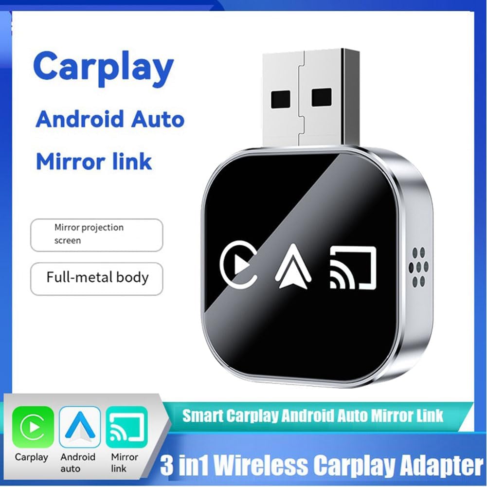 Upgrade 3 in 1 Screen Mirror iOS Phone, wired to wireless Carplay adapter