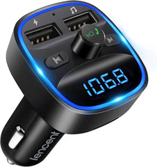 Bluetooth FM Transmitter Wireless Radio Adapter Car Kit with Dual USB Charging, Audio Receiver Car Charger MP3 Player, Support Hands-Free Calling, TF Card & USB Disk
