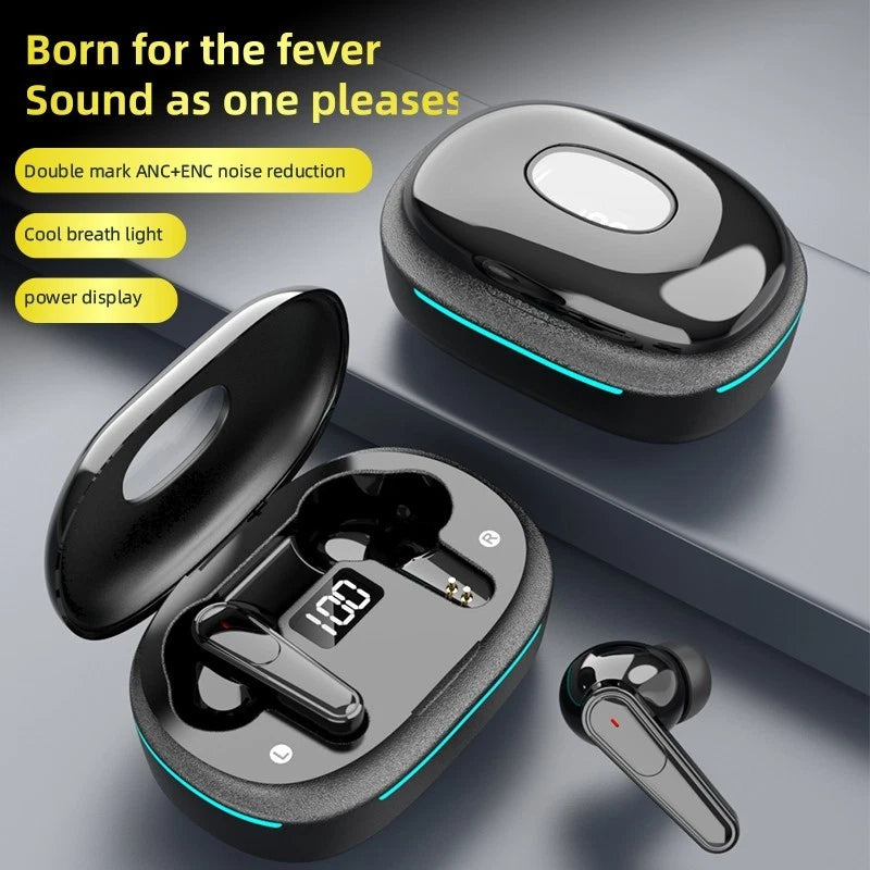 TWS Bluetooth Wireless Earbuds with Dual Mic ENC Noise Cancellation for Android & iPhone